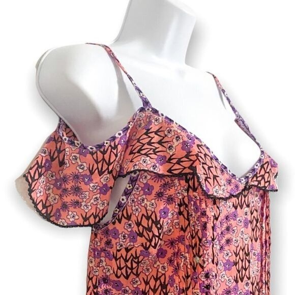 Poupette‎ St Barth dress, Pink Cold Shoulder Criss Cross Back A line Mini dress - Picture 6 of 14